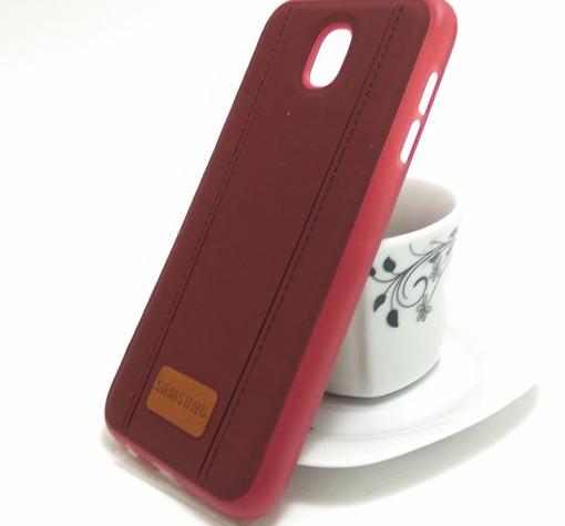 Луксозен силиконов калъф / гръб / TPU за Samsung J5 2017 J530 - бордо / имитиращ кожа