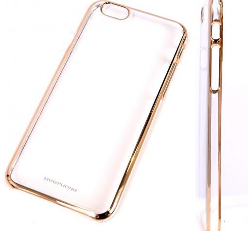 Луксозен твърд гръб / капак / MEEPHONG за Apple iPhone 6 4,7'' - прозрачен със златист кант