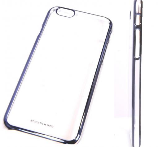 Луксозен твърд гръб / капак / MEEPHONG за Apple iPhone 6 4,7'' - прозрачен с черен кант