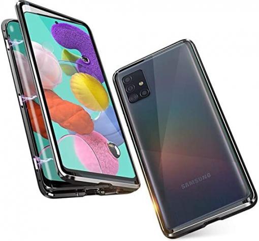 Магнитен калъф Bumper Case 360° FULL за Samsung S10 Lite / A91 - прозрачен / черна рамка