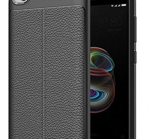 Луксозен силиконов калъф / гръб / TPU Auto Focus 360° + Nano Glass Protector за Xiaomi Redmi 5A - черен / имитиращ кожа / лице и гръб