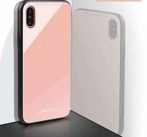 Луксозен стъклен твърд гръб за Apple iPhone X - розов