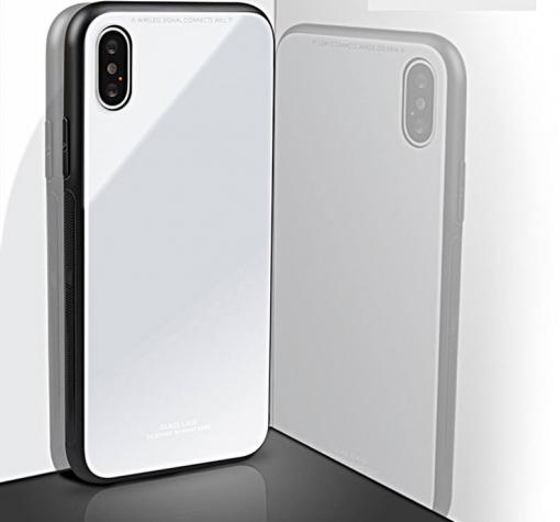 Луксозен стъклен твърд гръб за Apple iPhone X - бял