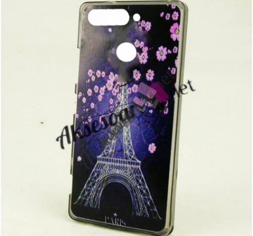 Силиконов калъф / гръб / TPU за Huawei Y7 2018 / Y7 2018 Prime - Айфелова кула / лилави цветя