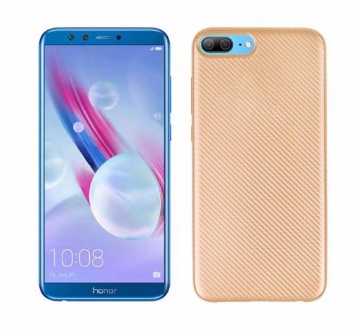 Силиконов калъф / гръб / TPU за Huawei Honor 10 - златист / Carbon