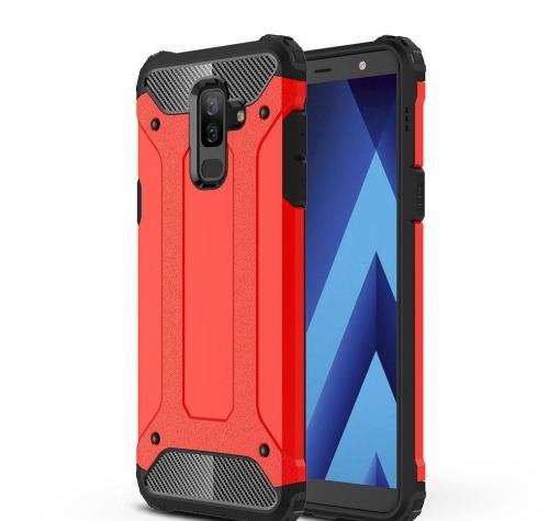 Силиконов гръб TPU Spigen Hybrid с твърда част за Samsung A6 Plus 2018 - червен