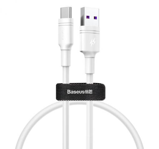 Оригинален USB кабел BASEUS Double Ring Quick Charge за зареждане и пренос на данни / Type-C - бял / 2м
