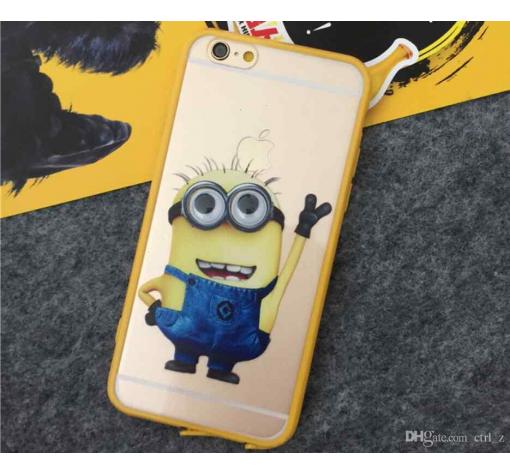 Твърд гръб / капак / със силиконов кант TPU Hybrid за Apple iPhone 6 / iPhone 6S - прозрачен / Minions Peace Sign