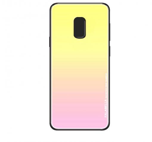 Луксозен стъклен твърд гръб за Samsung J7 2017 J730 - преливащ / жълто и розово