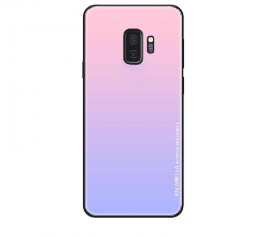 Луксозен стъклен твърд гръб за Samsung J4 2018 - преливащ / розово и лилаво