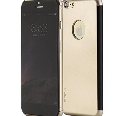 Луксозен кожен калъф тефтер ROCK Delight Series Dr.V за Apple iPhone 6 4.7" - черен / златен