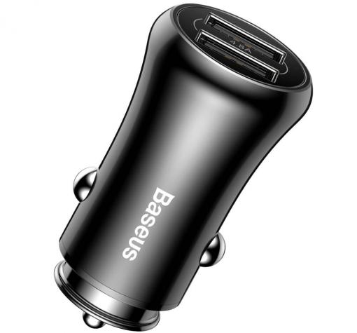 Универсално зарядно за кола Baseus Gentry Series Car Charger CCALL-GB01 / Input: 12-24V / Output: USB1 5V-2.4A /USB2: 5V-2.4A - черно
