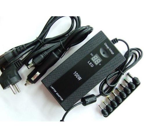 Универсално зарядно за лаптоп 100W с Led дисплей + зарядно 12V за кола / 220V/12V