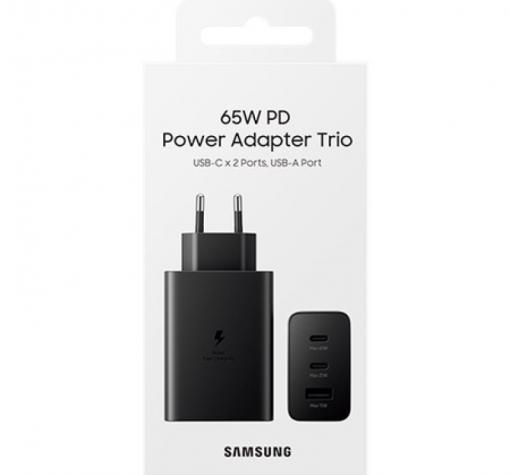 Оригинално зарядно устройство / адаптер / Trio за Samsung 65W / Samsung Power Adapter Trio USB-C x 2 / USB-A - черно