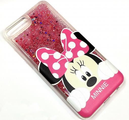 Луксозен твърд гръб 3D Water Case за Apple iPhone 7 / iPhone 8 - прозрачен / течен гръб с розов брокат / KARL LAGERFELD