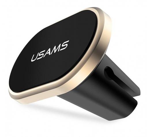 Магнитна универсална стойка за кола USAMS Air Vent - черна / златист кант