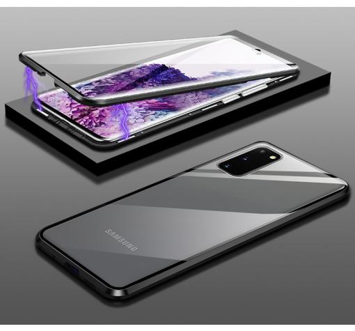 Магнитен калъф Bumper Case 360° FULL за Samsung S20 Ultra - прозрачен / черна рамка