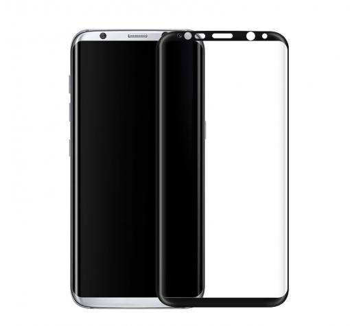 3D full cover Tempered glass screen protector за Samsung S8 G950 / Извит стъклен скрийн протектор за Samsung S8 G950 - черен