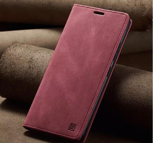Луксозен кожен калъф Flip тефтер Autspace със стойка за Huawei Pura 70 Ultra - червен