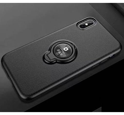 Силиконов калъф / гръб / TPU iFace Hamee Magnetic Finger Ring Car Holder за Huawei P30 Lite - черен