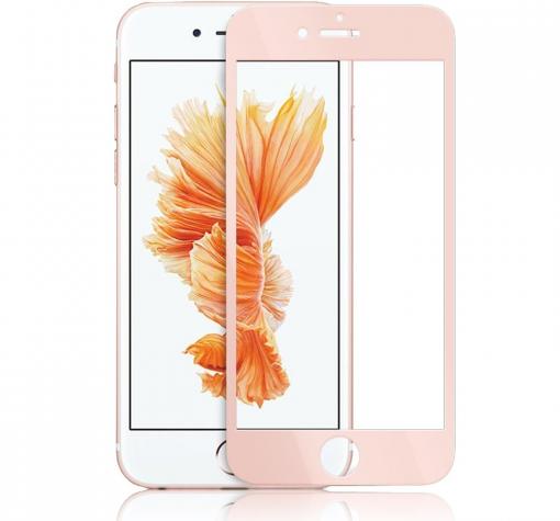 3D full cover Tempered glass screen protector Apple iPhone 6 / 6S / Извит стъклен скрийн протектор за Apple iPhone 6 / iPhone 6S - розов / Rose Gold