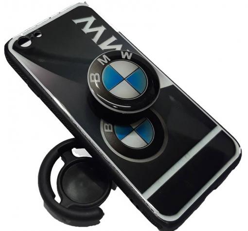 Луксозен твърд гръб 3in1 с Popsocket за Huawei Y5 2018 - черен / BMW