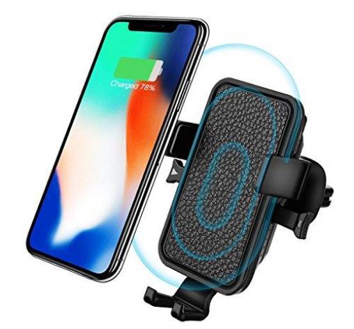 Универсална стойка за кола с безжично зареждане Easy One Touch Wireless Air Gravity Car за Samsung, Apple, Huawei, Lenovo, LG, HTC, Sony, Nokia, ZTE, Xiaomi - черна / въртяща се на 360°