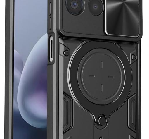Удароустойчив твърд гръб / Кейс Defender Armor Ring Magnetic Holder lens cover Motorola Moto G37 - черен
