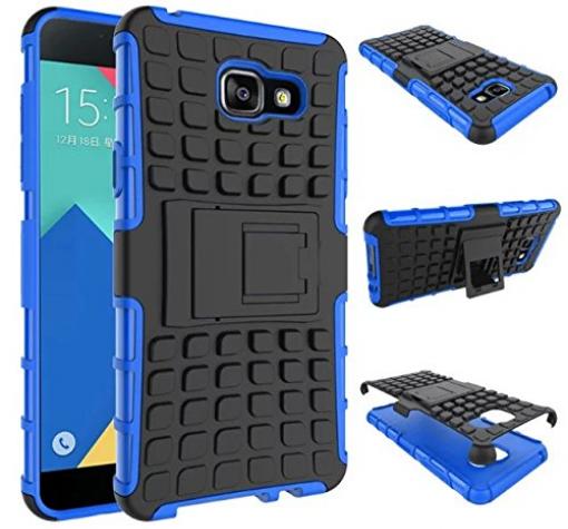 Силиконов гръб TPU Hybrid с твърда част и стойка за Samsung A3 2016 A310 - черен с синьо