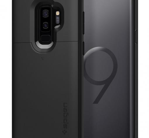 Оригинален гръб TPU Spigen Slim Armor с твърда част и слот за карта за Samsung S9 Plus G965 - черен