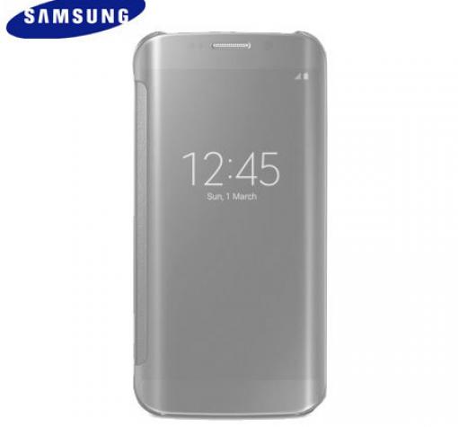 Страничен флип калъф Clear View Cover за Samsung S6 Edge G925 - silver / сив