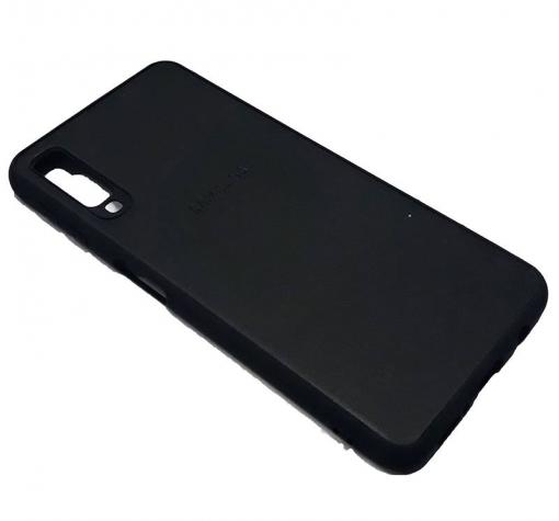 Луксозен кожен гръб за Samsung A7 2018 A750F - черен