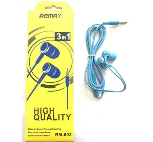 Оригинални стерео слушалки Remax RM-603 / handsfree / - сини