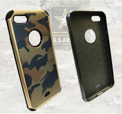 Твърд гръб със силиконов кант за Apple iPhone 6 / iPhone 6S - камуфлаж / златист