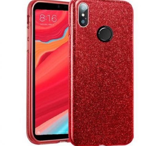 Силиконов калъф / гръб / TPU за Huawei P30 Lite - червен / брокат