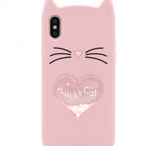 Силиконов калъф / гръб / TPU 3D за Apple iPhone X / iPhone XS - Love Cat / розов