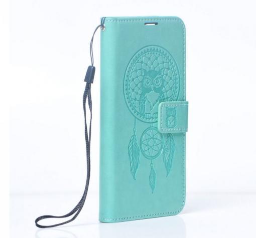 Кожен калъф Mezzo Book dreamcatcher със стойка за Samsung A14 – мента