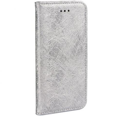 Лукзозен кожен калъф Magic Book със стойка за Huawei Honor 8 Lite - сребрист / Flexi