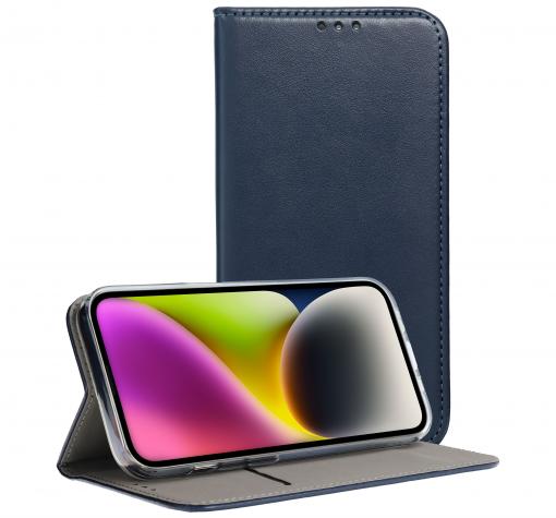 Луксозен кожен калъф Flip тефтер със стойка / Smart magneto book / за Samsung A14 5G - тъмносин