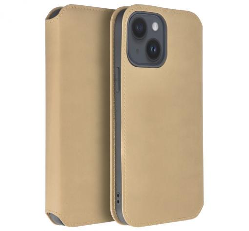 Луксозен кожен калъф Flip тефтер със стойка / Dual Pocket book / за Samsung S21 FE - златист
