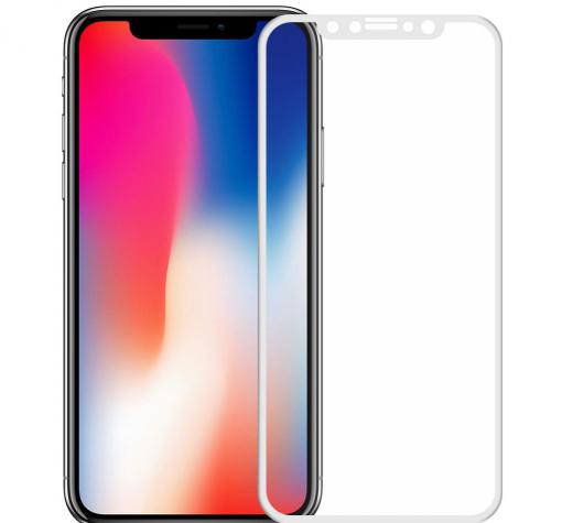 5D full cover Tempered glass screen protector Apple iPhone X / Извит стъклен скрийн протектор Apple iPhone X - бял
