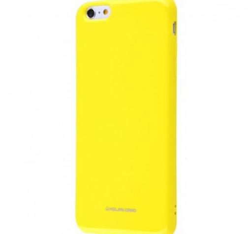Силиконов калъф / гръб / Molan Cano Glossy Jelly Case за Apple iPhone 6 Plus / iPhone 6S Plus - жълт / гланц / брокат