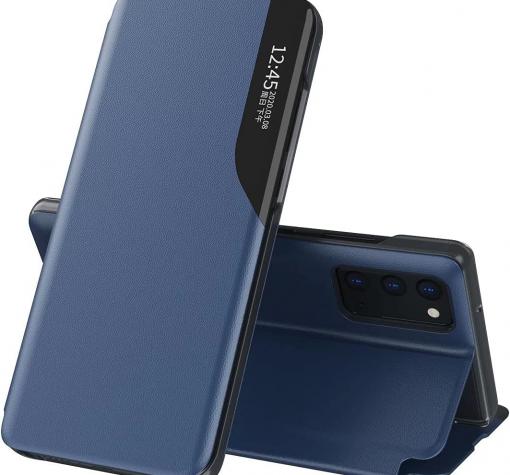 Луксозен калъф Smart View със стойка за Realme C35 - тъмносин