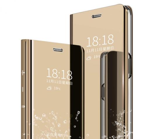 Луксозен калъф Clear View Cover с твърд гръб за Samsung S10e - златист
