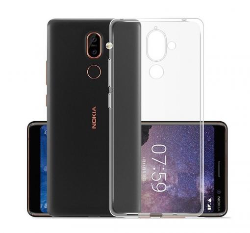 Луксозен твърд гръб за Nokia 7 Plus - прозрачен