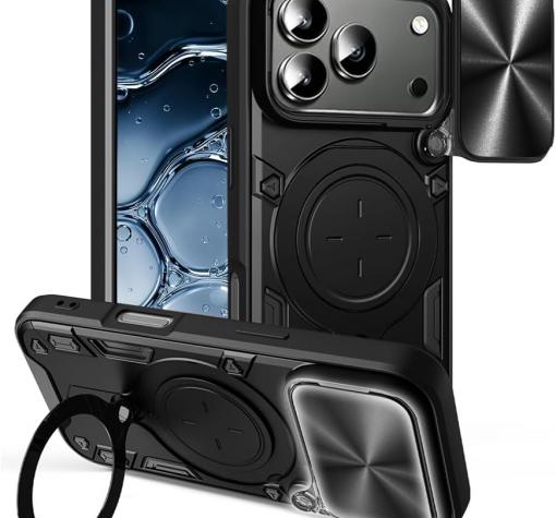 Удароустойчив твърд гръб / Кейс Defender Armor Ring Magnetic Holder lens cover Honor 600 Pro - черен