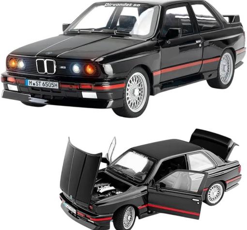 Метална кола с отварящи се врати капаци светлини и звуци BMW M3 E30 1:24