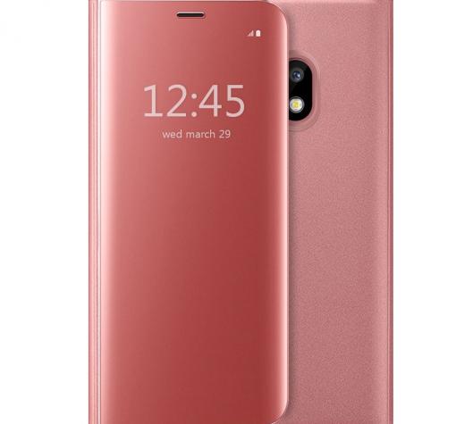 Луксозен калъф Clear View Cover с твърд гръб за Samsung J7 2017 J730 - Rose Gold