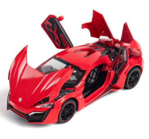 Метална кола с отварящи се врати капаци светлини и звуци Fast & Furious 7 Lykan Hypersport 1:24
