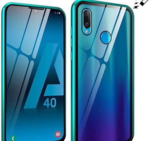 Магнитен калъф Bumper Case 360° FULL за Huawei P20 Lite - прозрачен / зелена рамка
